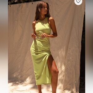 Lulus Light Green Ribbed Bodycon Midi Dress